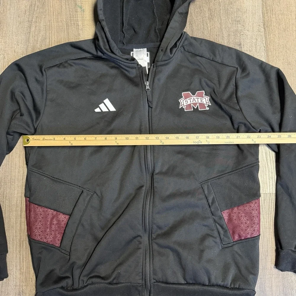 Adidas Mississippi State Bulldogs Player Issued Football Full Zip Hoodie Size L